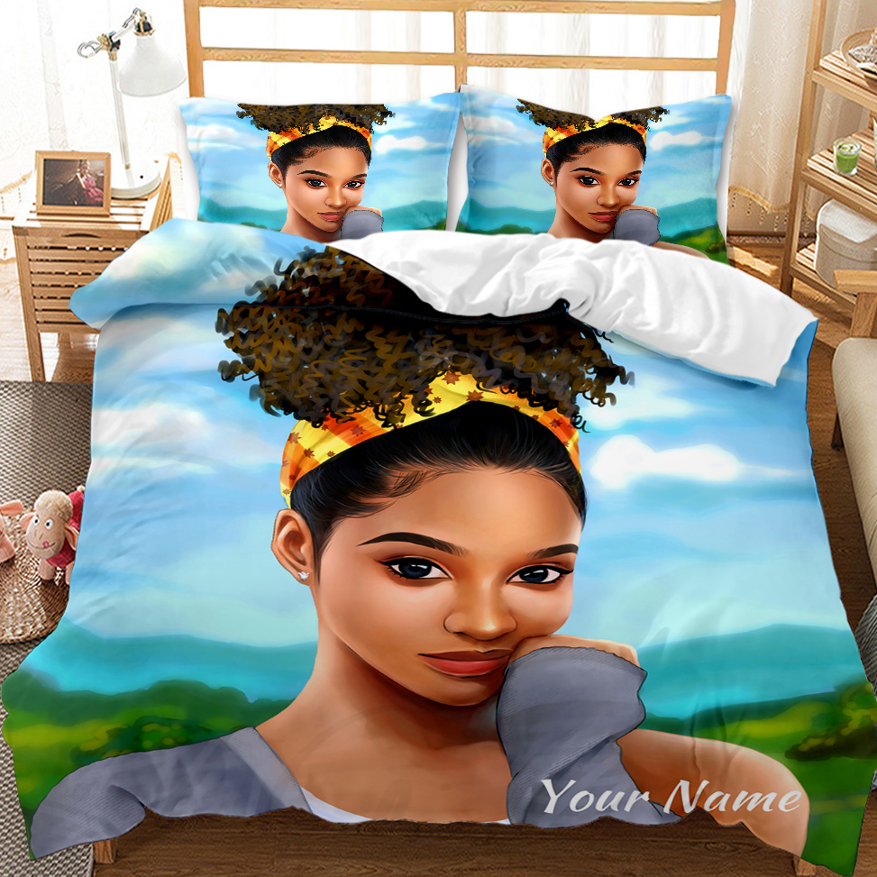 Best-selling luxury modern African art girl printed bedding set
