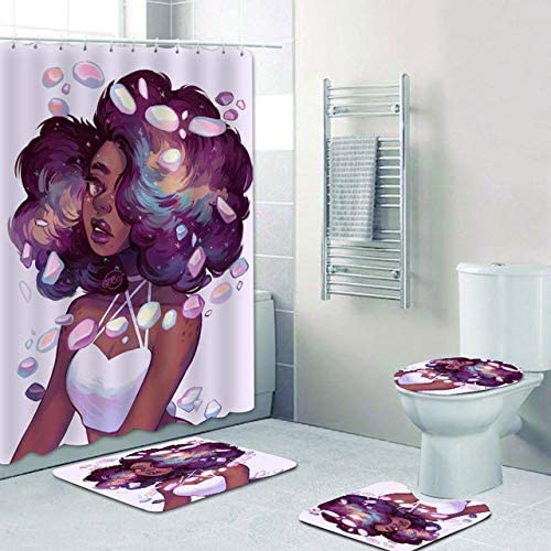 African girl super wide magic bathroom shower curtain