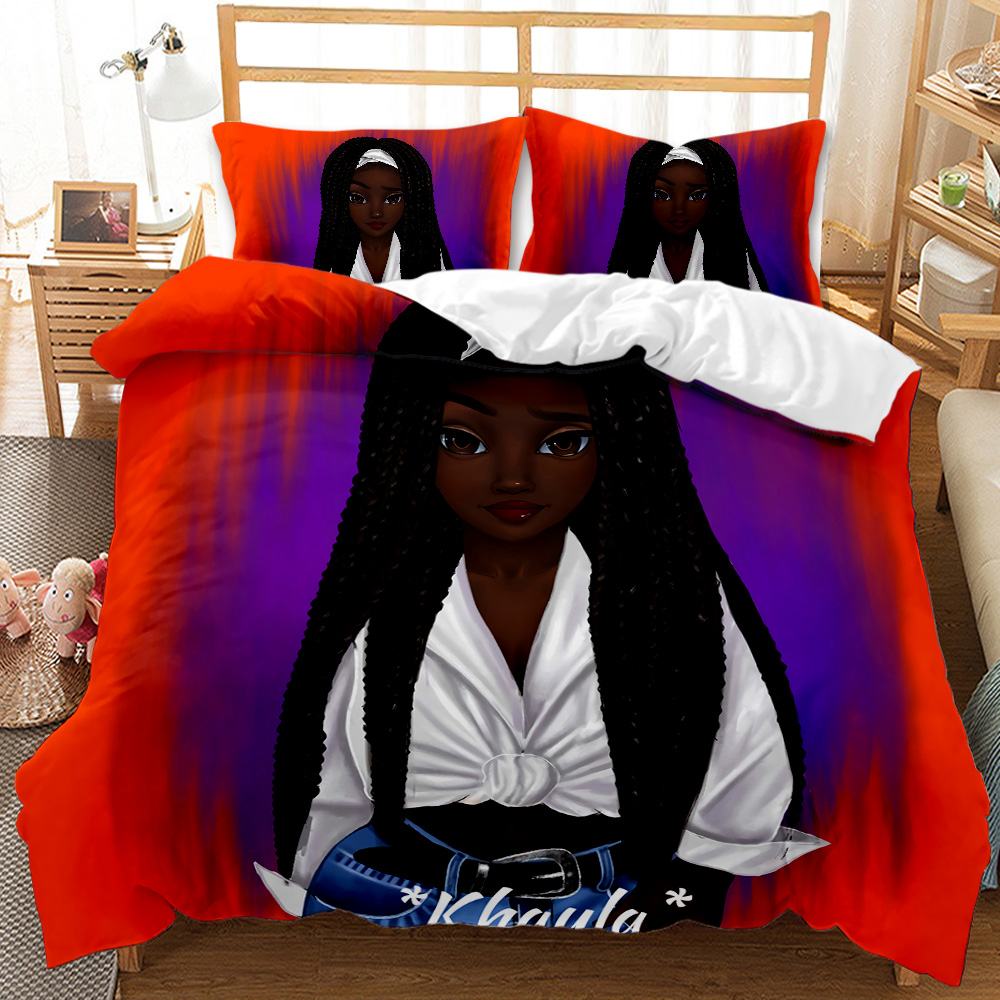 Best-selling luxury modern African art girl printed bedding set