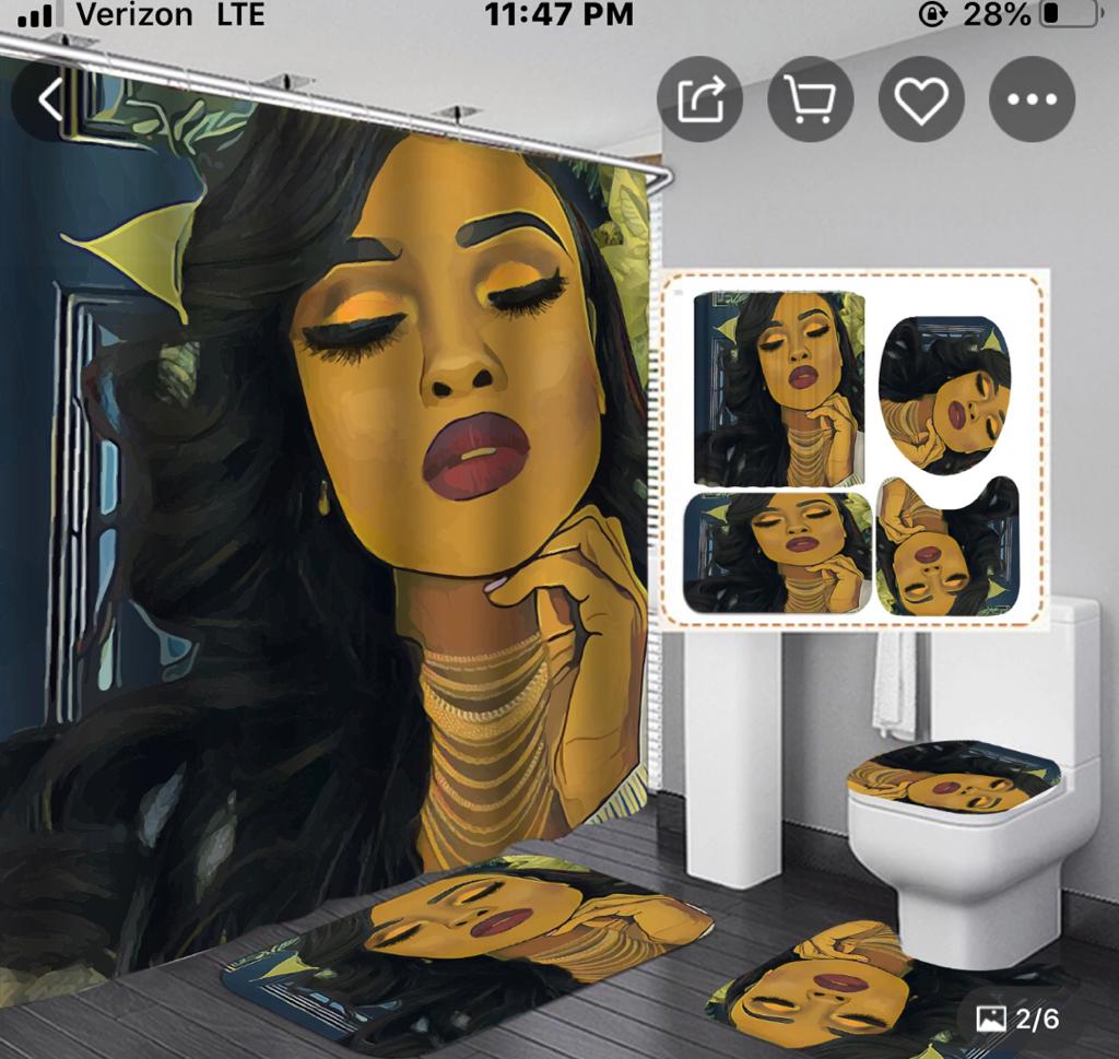 Support custom African girl magic 3D printing shower curtain