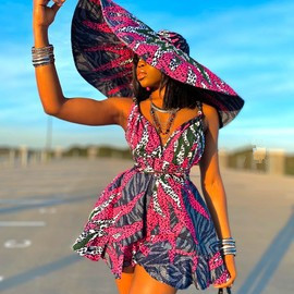 African Ankara Print Infinity Rompers For Women Summer Fashion Clothing