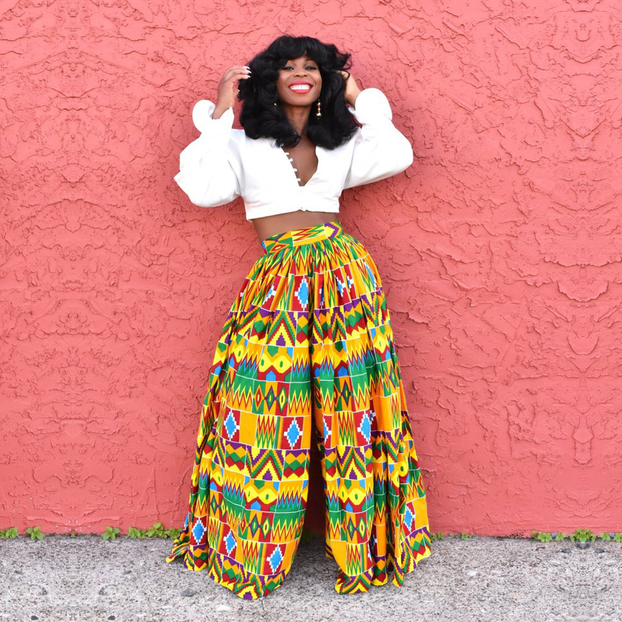 African clothing 2020 new design high waist harem women print african pants