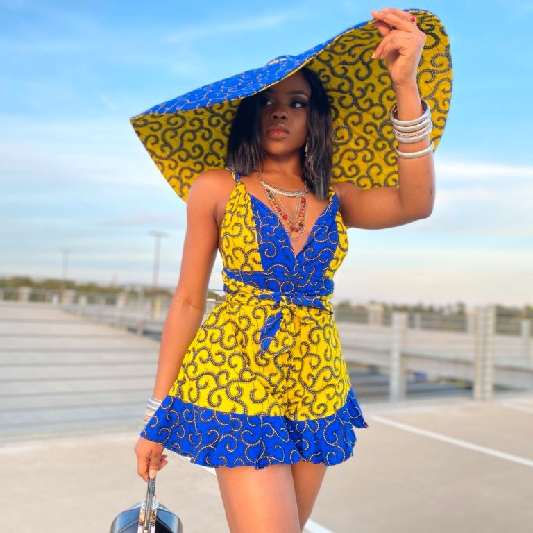 African Ankara Print Infinity Rompers For Women Summer Fashion Clothing