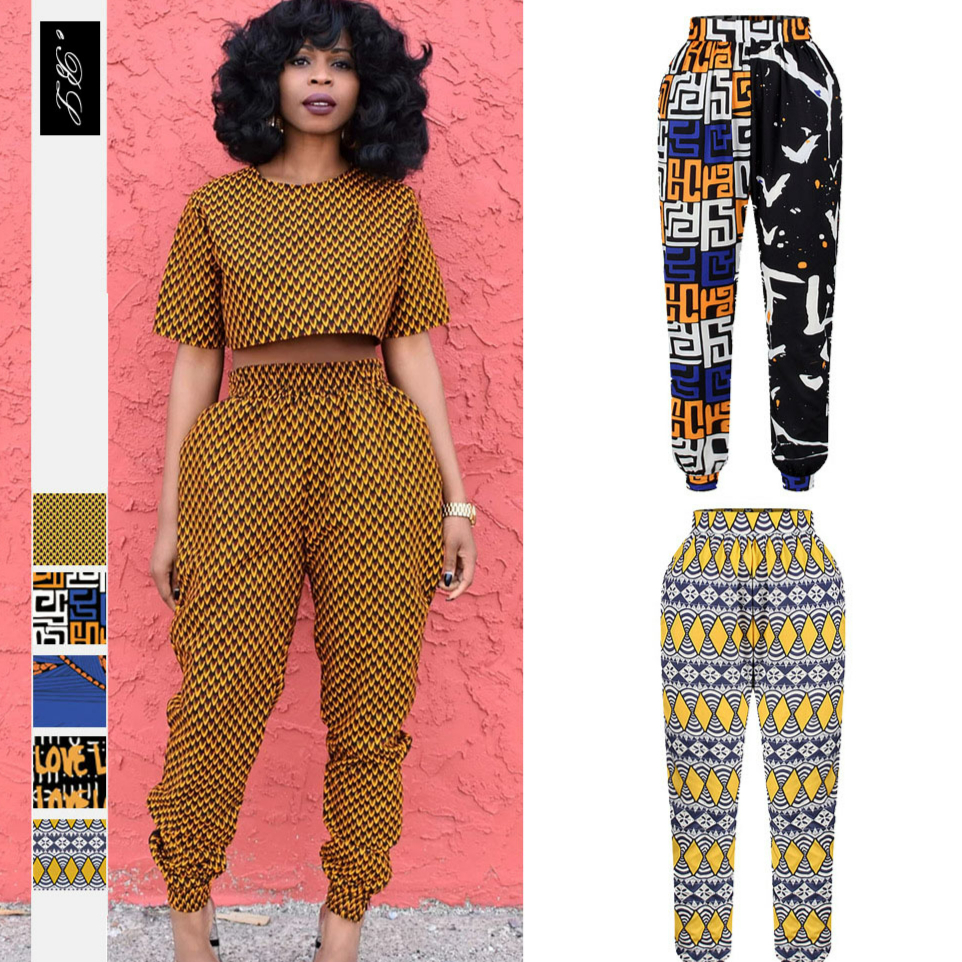 African clothing 2020 new design high waist harem women print african pants