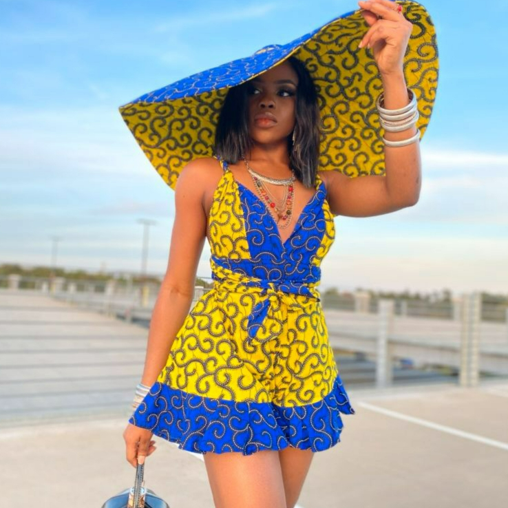 African Ankara Print Infinity Rompers For Women Summer Fashion Clothing
