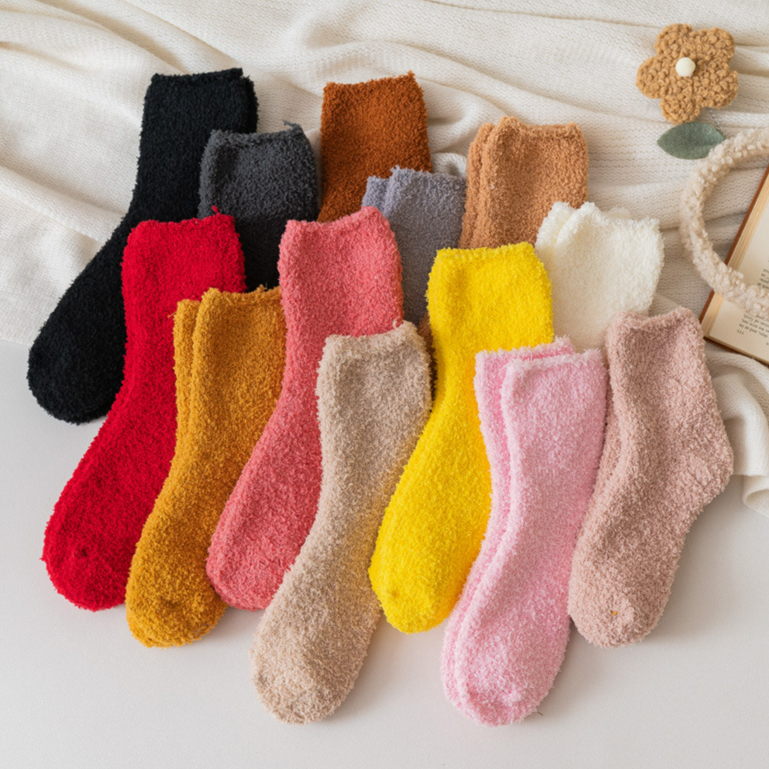 大红色本命年袜子新款珊瑚绒可爱立体保暖袜睡眠袜地板袜批发秋冬