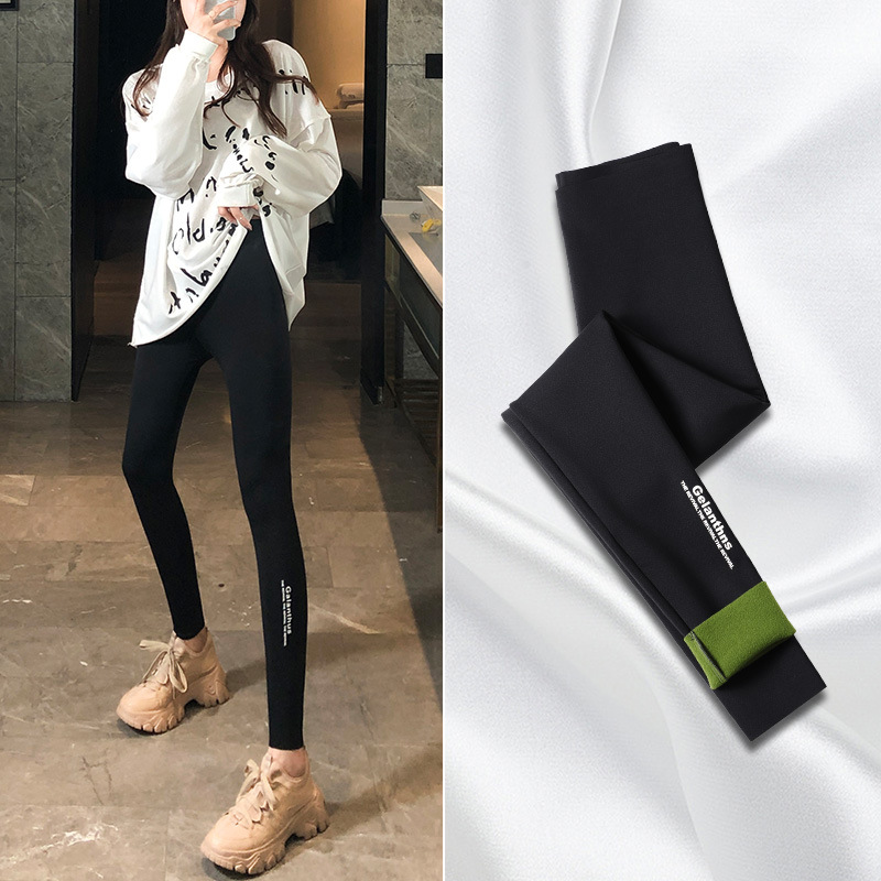 弹力鲨鱼皮打底裤女加绒加厚外穿秋冬紧身束腰芭比收腹压力瑜伽裤