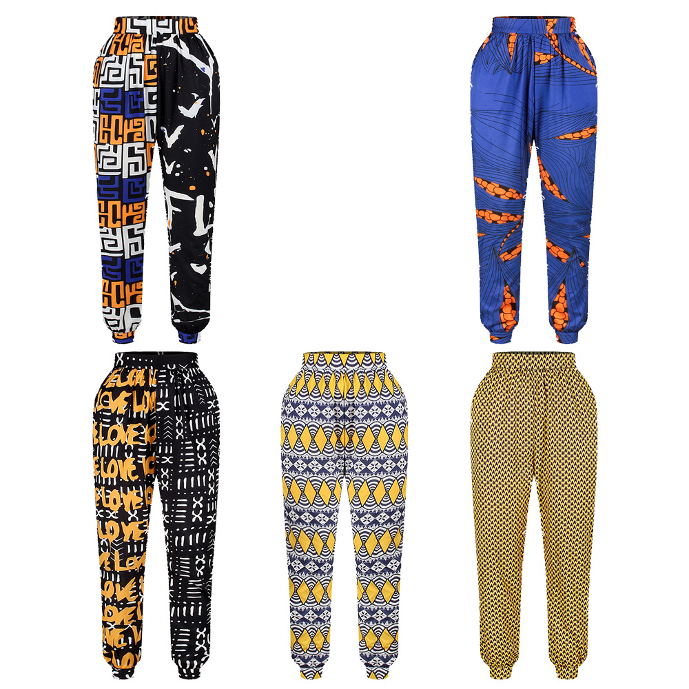 African clothing 2020 new design high waist harem women print african pants