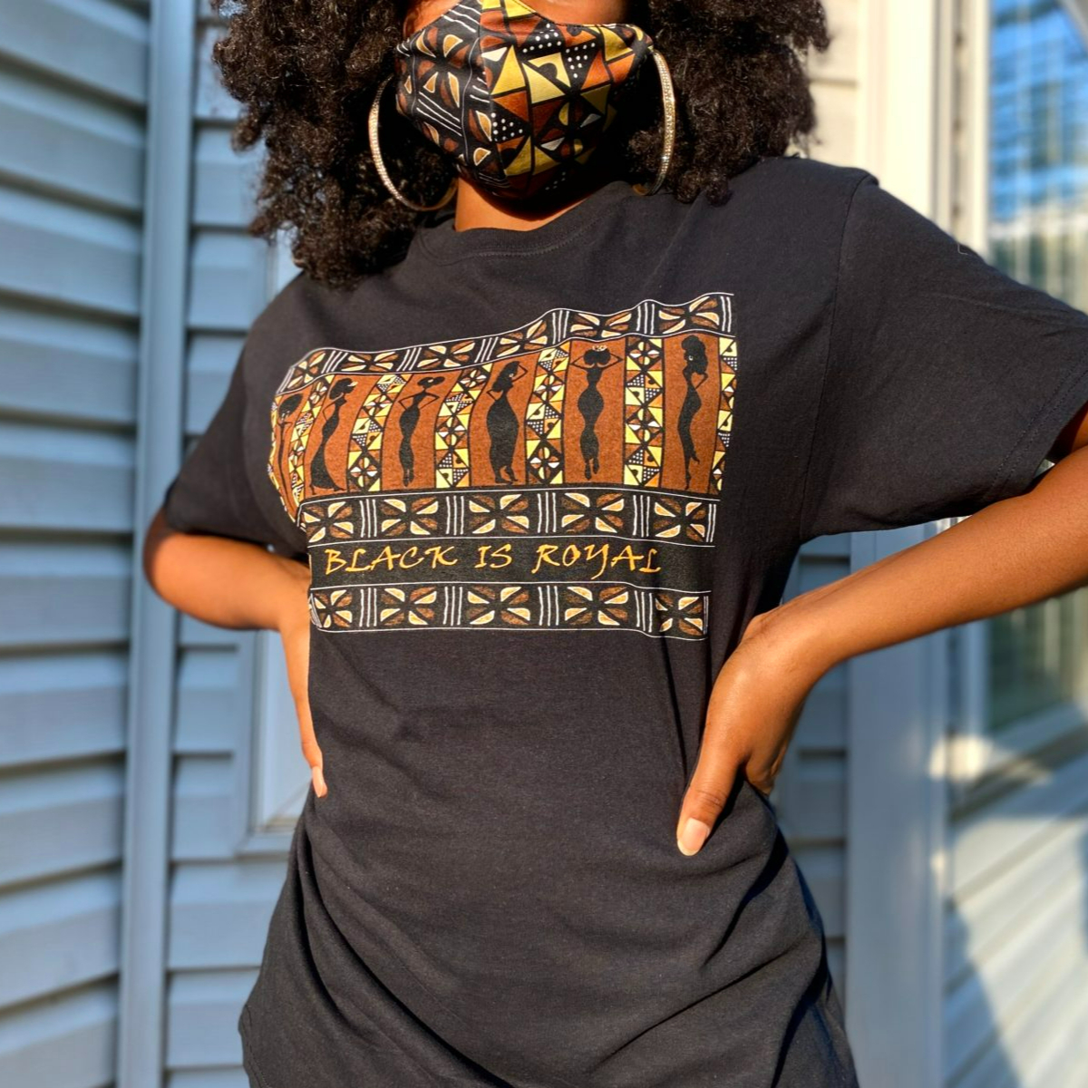 Wholesale Fashion Africa Women Clothing Short Sleeve Crew Neck African Print Tee Africa Unisex Black Print Tee Shirt