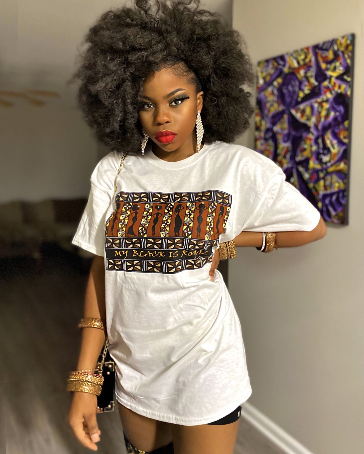 Wholesale Fashion Africa Women Clothing Short Sleeve Crew Neck African Print Tee Africa Unisex Black Print Tee Shirt