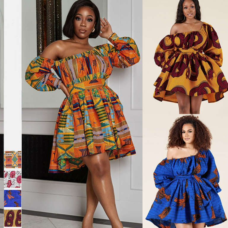 2020 Amazon Hot Sale Middle East Fashion Short Dress Designs african clothing Women casual african dresses
