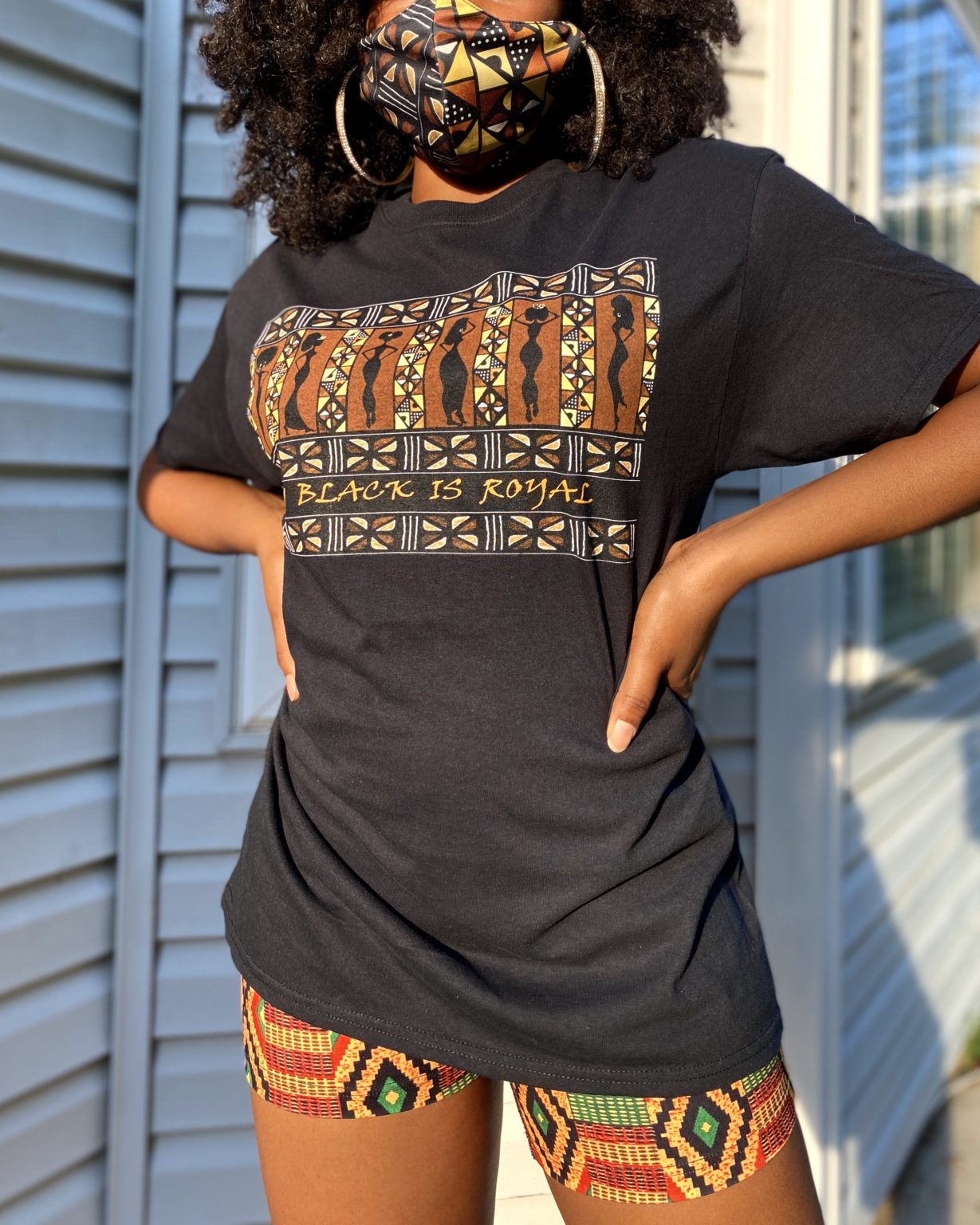 Wholesale Fashion Africa Women Clothing Short Sleeve Crew Neck African Print Tee Africa Unisex Black Print Tee Shirt