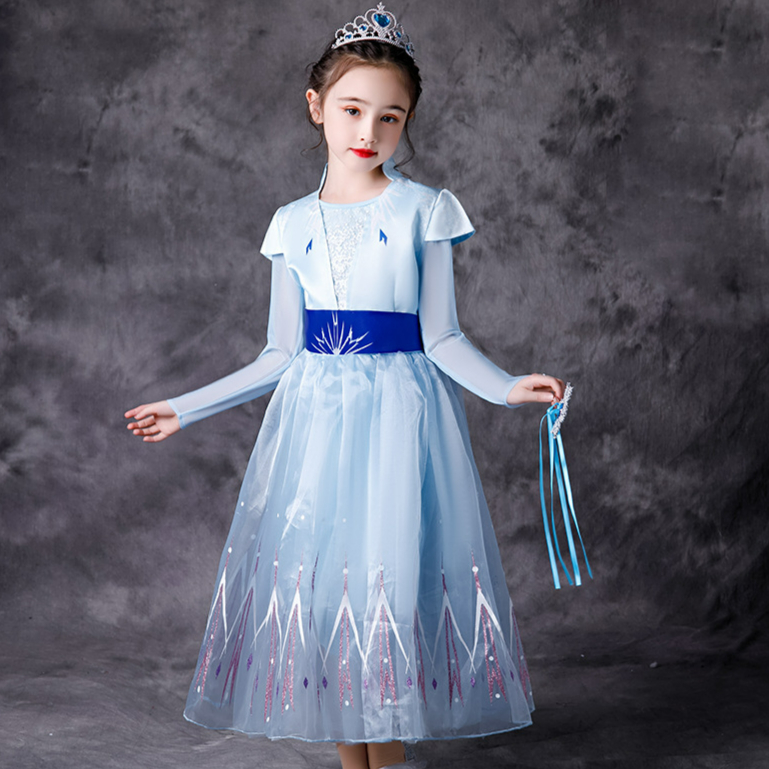 Village Fancy Cosplay Outfits Winter Long Sleeve Snow Queen Infant 5t 6t Elsa Anna Toddler Dress For Little Girls