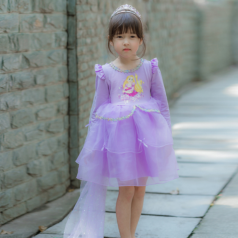 Village Fancy Cosplay Outfits Winter Long Sleeve Snow Queen Infant 5t 6t Elsa Anna Toddler Dress For Little Girls