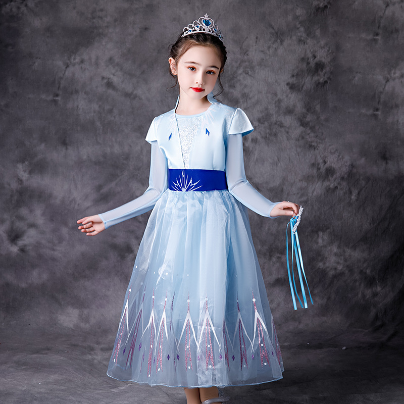 Village Fancy Cosplay Outfits Winter Long Sleeve Snow Queen Infant 5t 6t Elsa Anna Toddler Dress For Little Girls