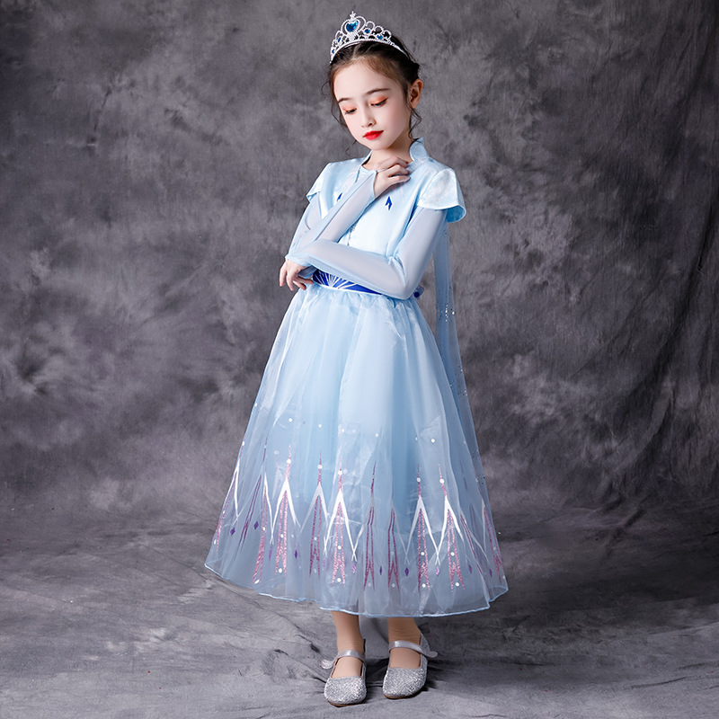 Village Fancy Cosplay Outfits Winter Long Sleeve Snow Queen Infant 5t 6t Elsa Anna Toddler Dress For Little Girls