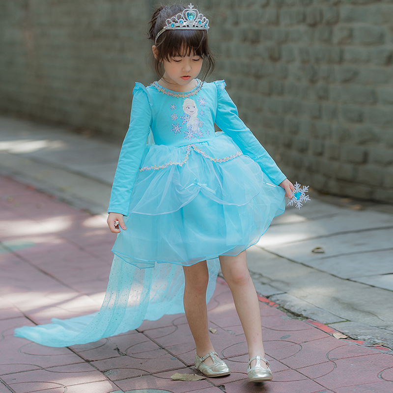 Village Fancy Cosplay Outfits Winter Long Sleeve Snow Queen Infant 5t 6t Elsa Anna Toddler Dress For Little Girls