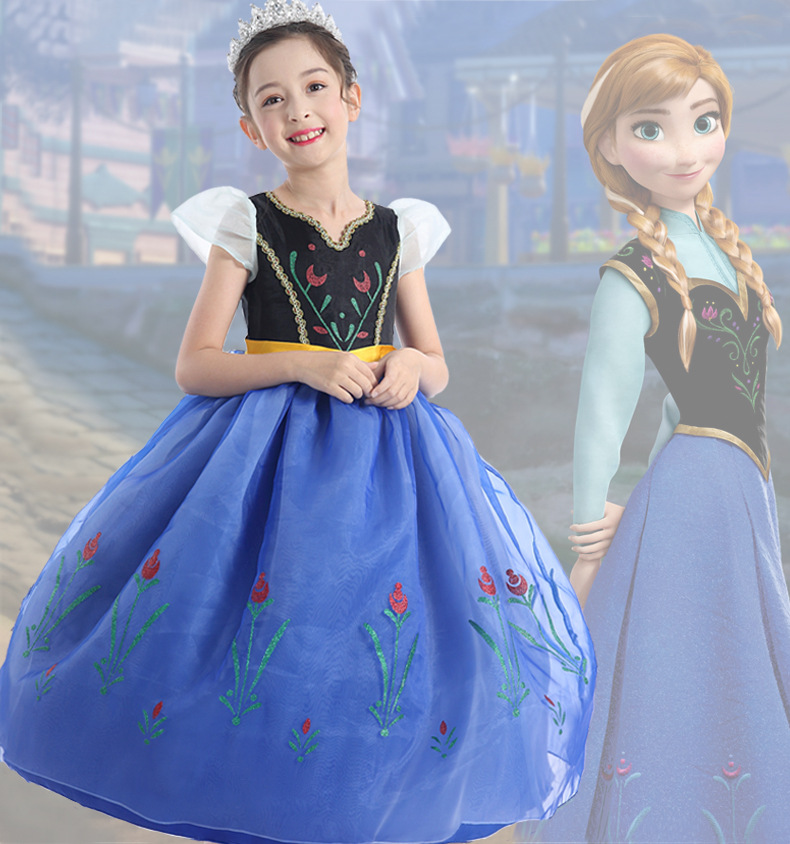 Village Fancy Cosplay Outfits Winter Long Sleeve Snow Queen Infant 5t 6t Elsa Anna Toddler Dress For Little Girls
