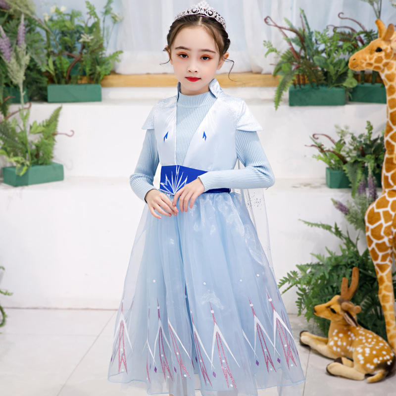 Village Fancy Cosplay Outfits Winter Long Sleeve Snow Queen Infant 5t 6t Elsa Anna Toddler Dress For Little Girls
