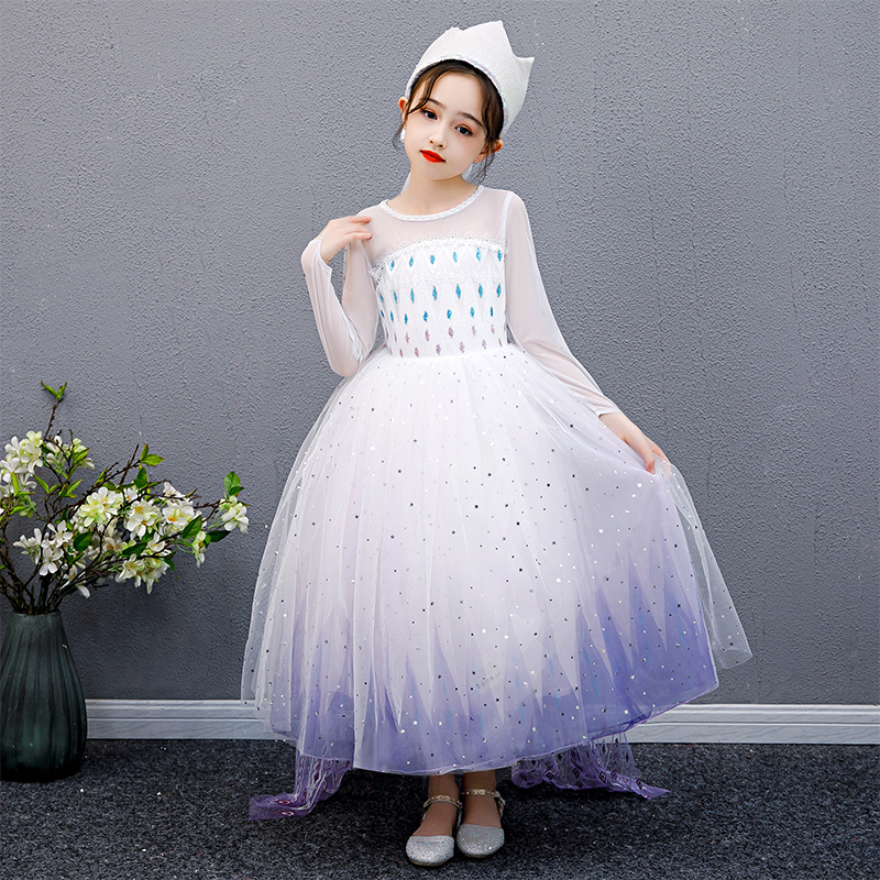 Village Fancy Cosplay Outfits Winter Long Sleeve Snow Queen Infant 5t 6t Elsa Anna Toddler Dress For Little Girls
