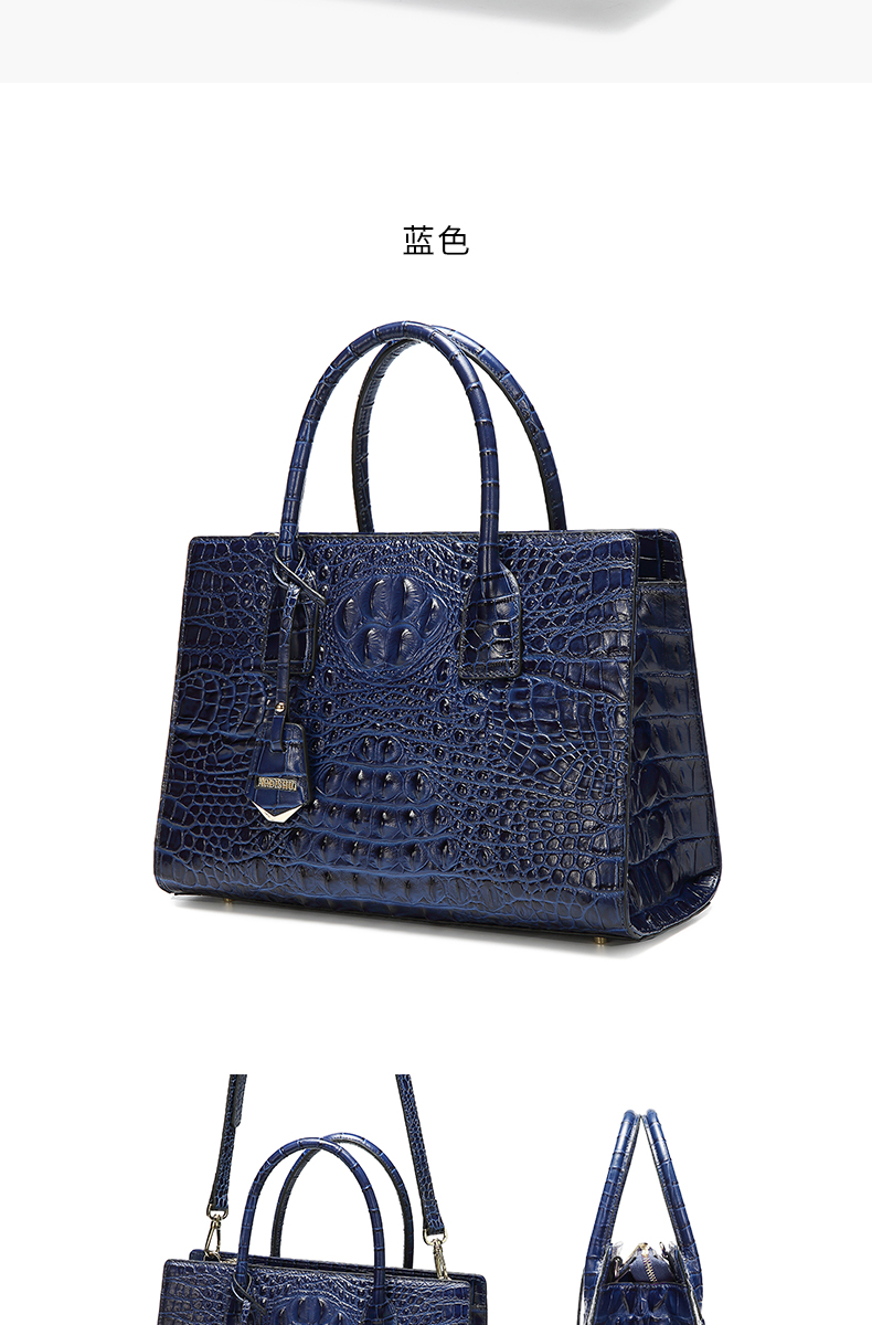 New fashion 2020 crocodile-print business square leather handbags for ladies