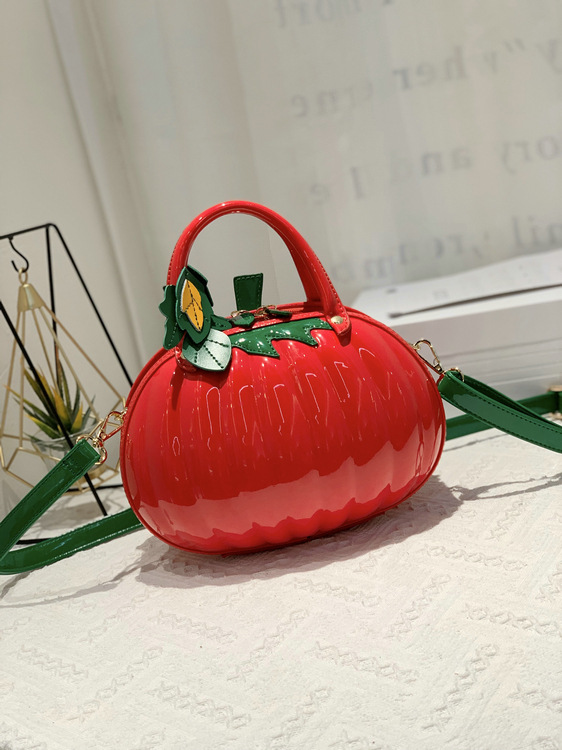 2021 New Year bright skin pumpkin creative lady handbag