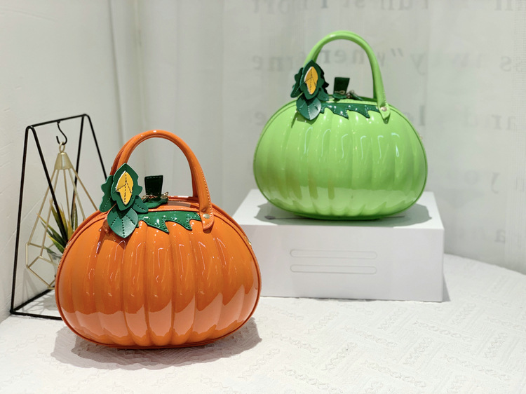 2021 New Year bright skin pumpkin creative lady handbag