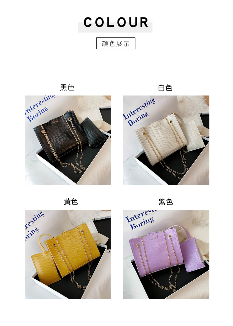 2020 fashion crocodile-pattern retro summer texture popular lady slung small square bag