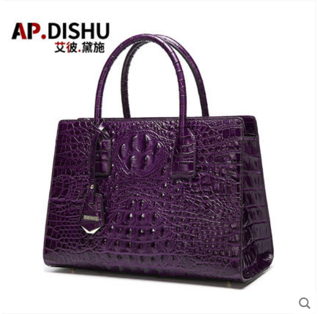 New fashion 2020 crocodile-print business square leather handbags for ladies