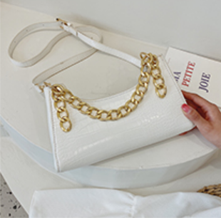 2021 new fashion and high capacity alligator pattern fashion chain lady baguette bag