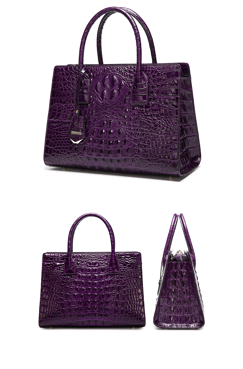 New fashion 2020 crocodile-print business square leather handbags for ladies