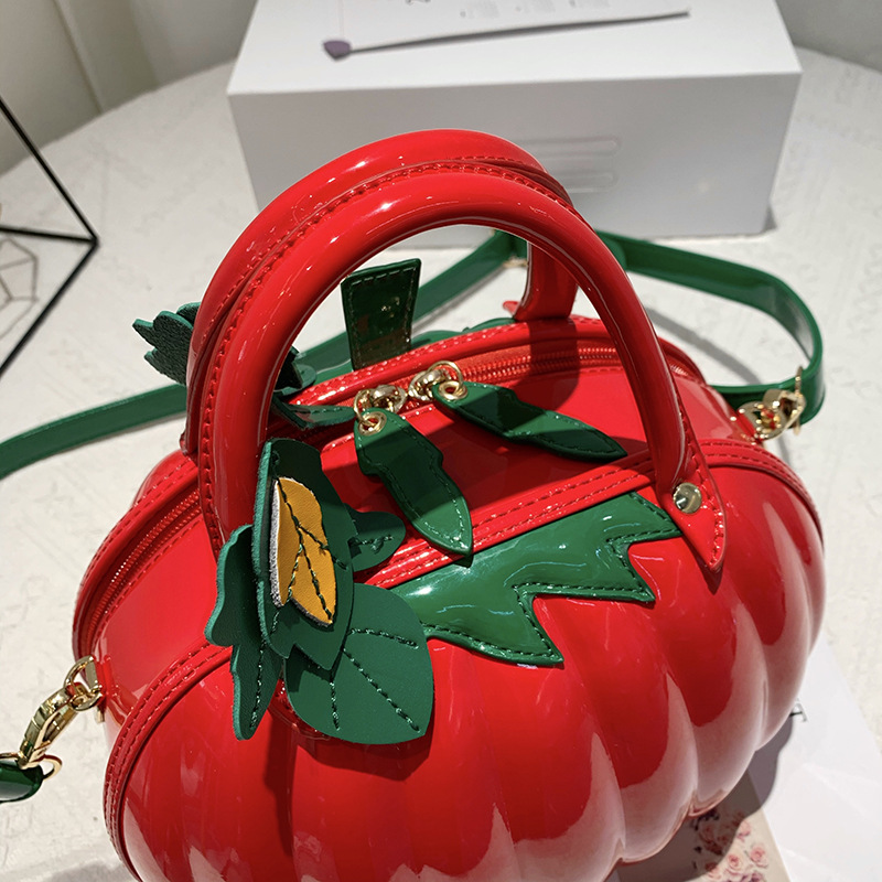 2021 New Year bright skin pumpkin creative lady handbag