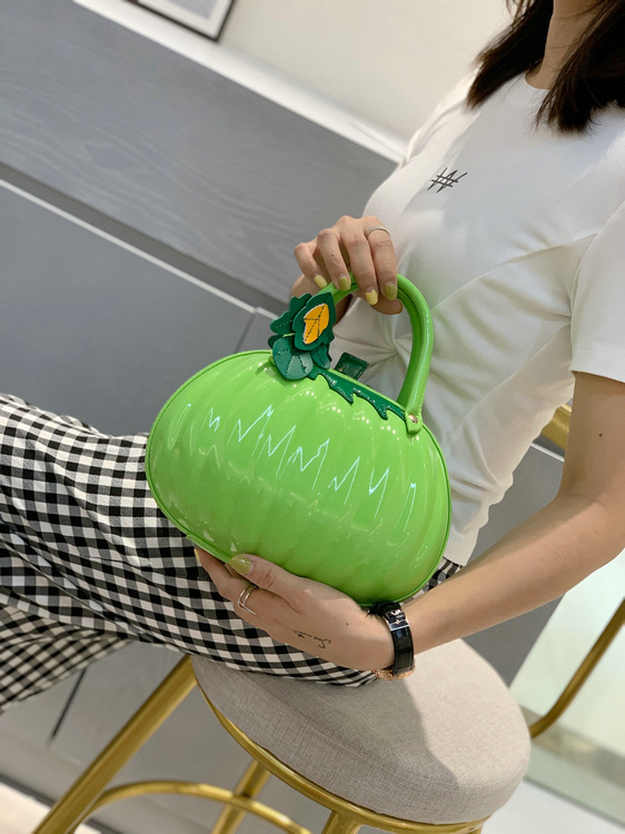 2021 New Year bright skin pumpkin creative lady handbag