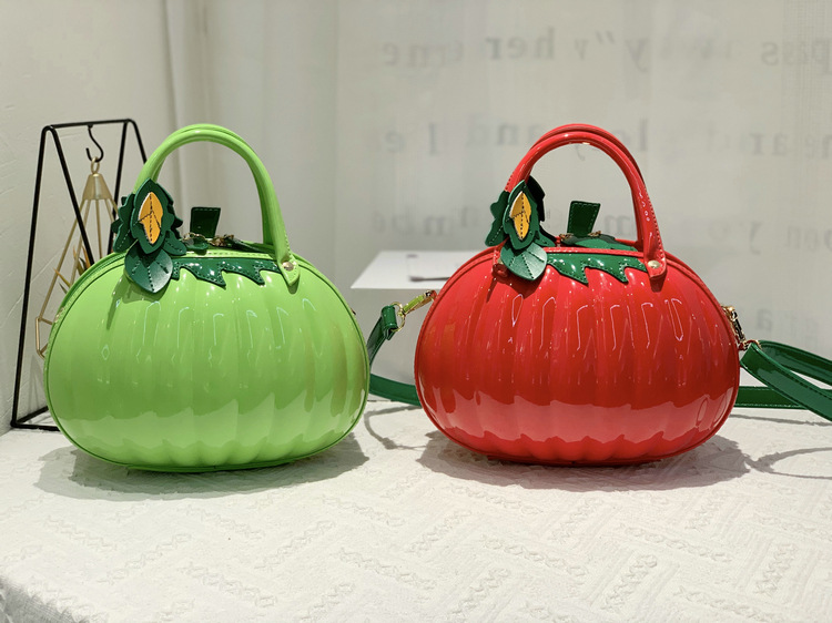 2021 New Year bright skin pumpkin creative lady handbag