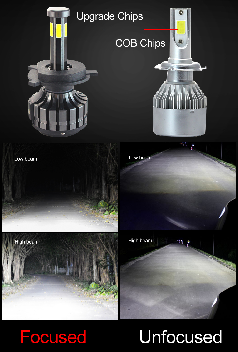 90W Auto high low beam 6 side H7 bulb h4 led with sample led car headlights