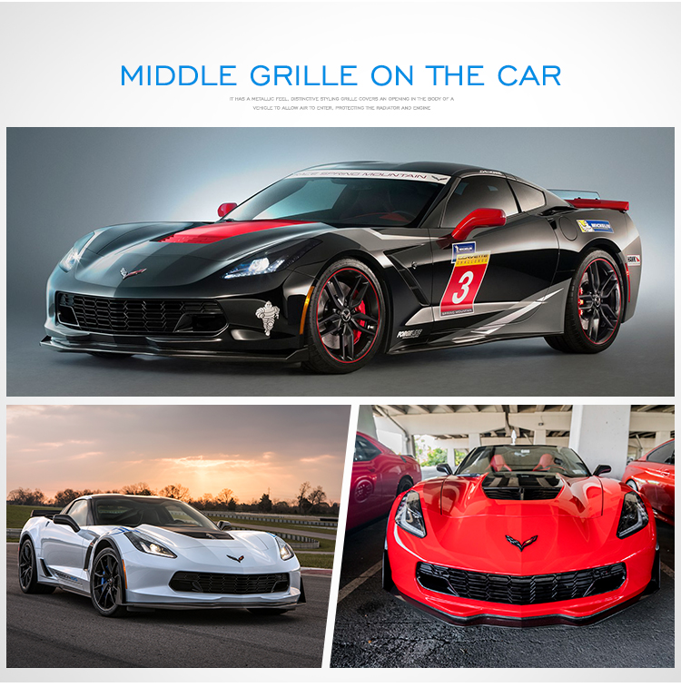 For VLAND Factory wholesales 2014-UP 7th Gen Front middle grille for chevrolet chevy corvette c7 bumper