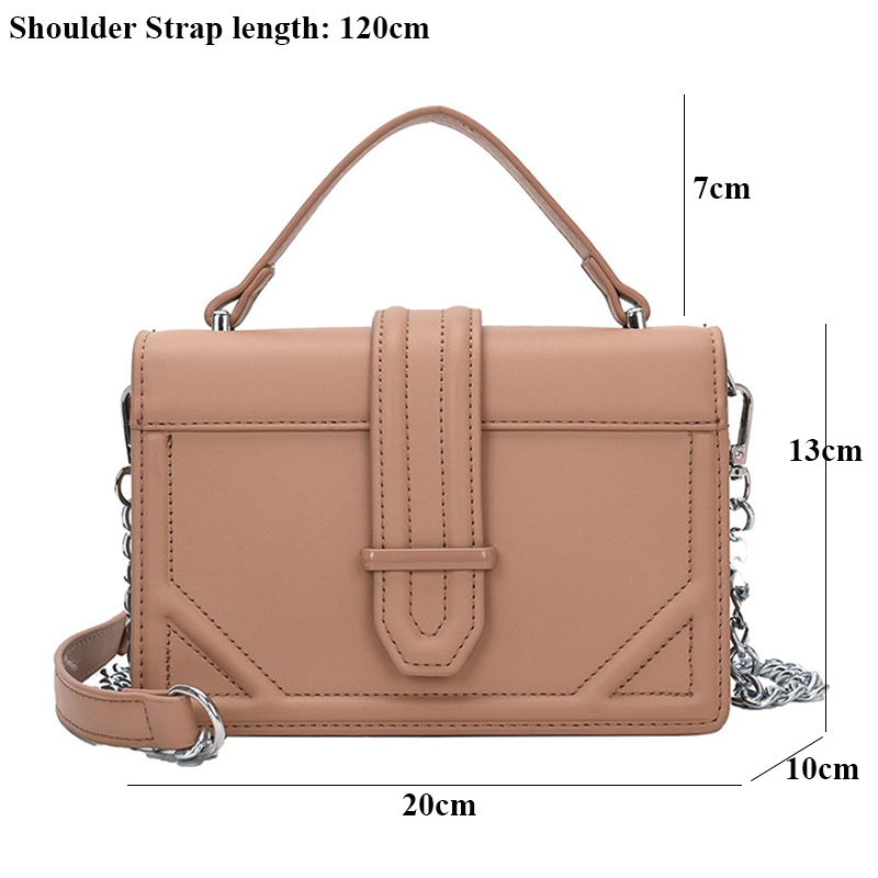 新款设计师链条方形纯色女士手提包