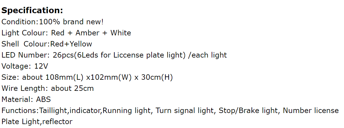 12V caravan 26LED steering signal brake brake plate tail light