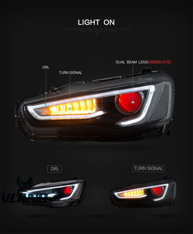 Applicable to the mitsubishi lancer when equipped EVO X LED 2008-2018 assembly car headlights