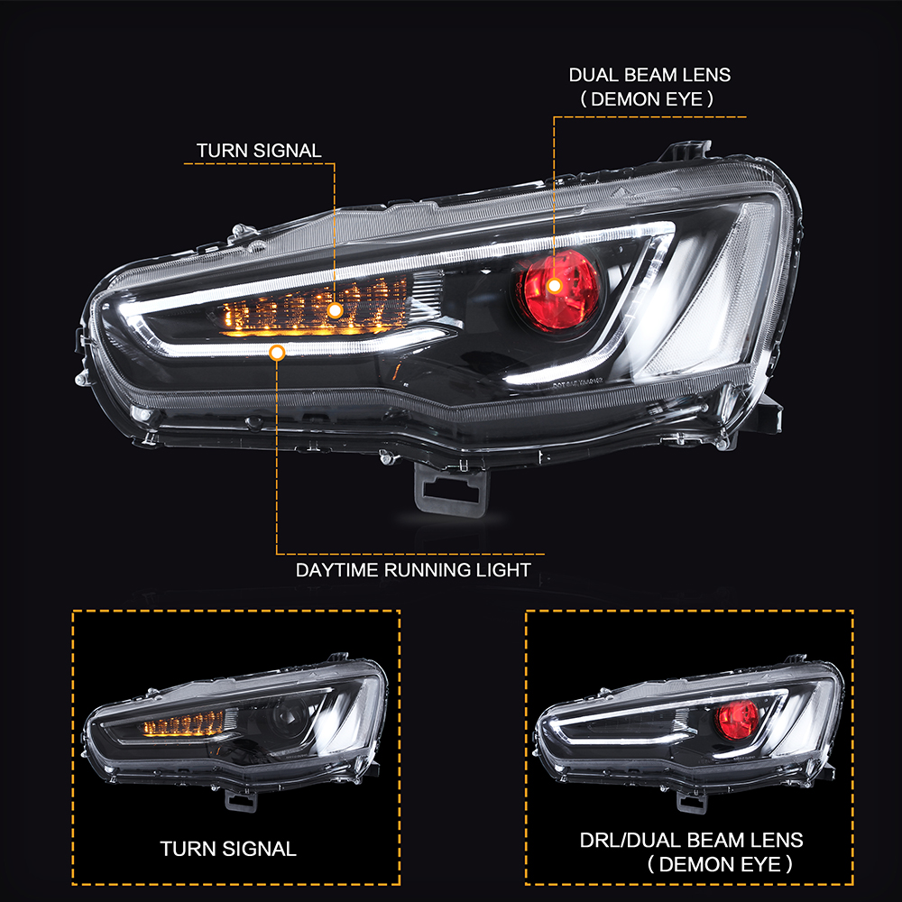 Applicable to the mitsubishi lancer when equipped EVO X LED 2008-2018 assembly car headlights