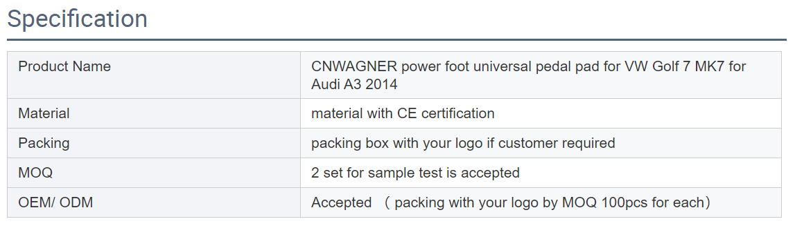 Suitable for audi A3 Volkswagen golf 7 general MK7 CNWAGNER dynamic foot pedal