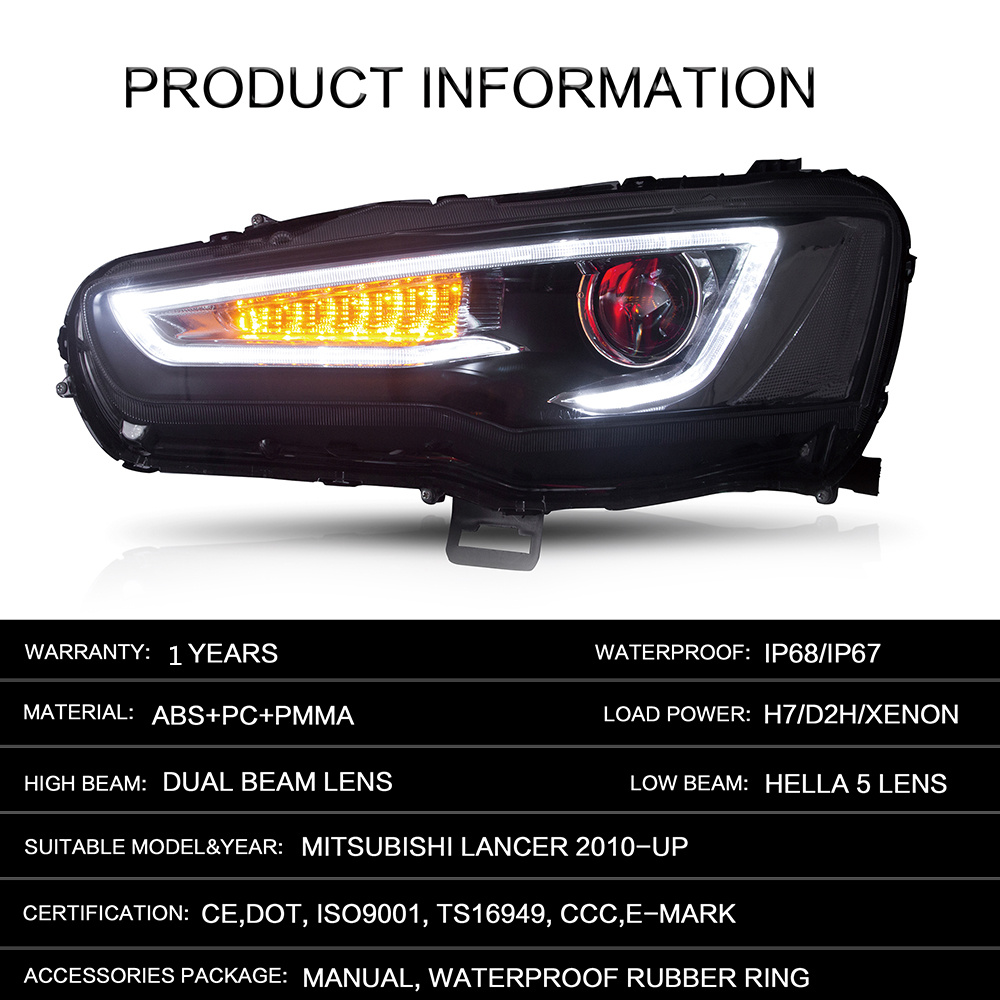 Applicable to the mitsubishi lancer when equipped EVO X LED 2008-2018 assembly car headlights