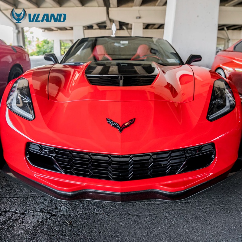 For VLAND Factory wholesales 2014-UP 7th Gen Front middle grille for chevrolet chevy corvette c7 bumper