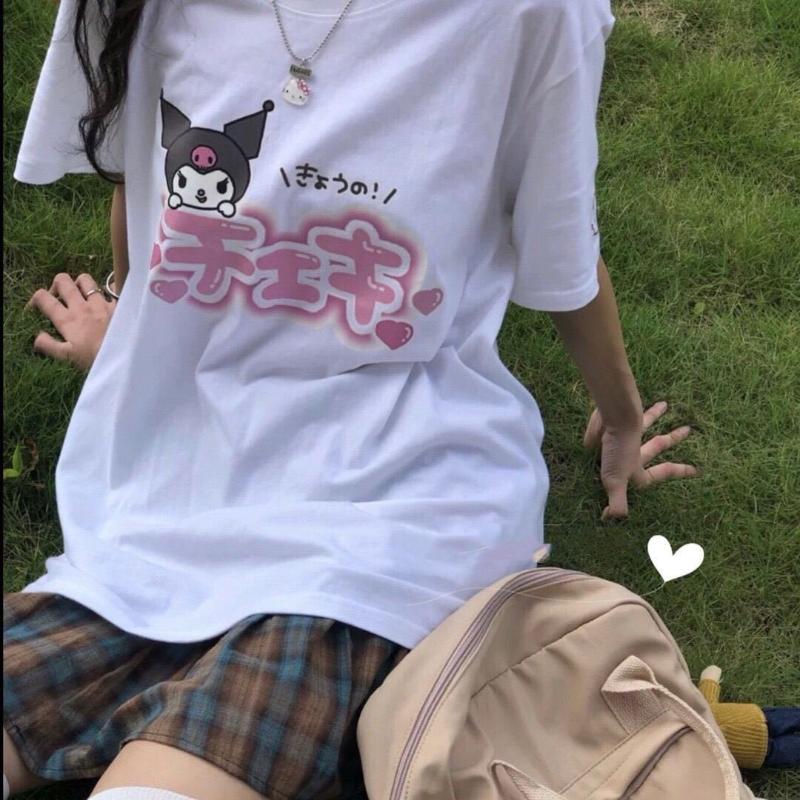 韩国原宿动漫图形青少年服装女士T恤