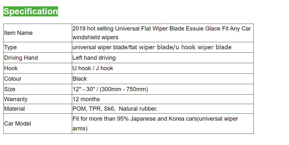 2019 hot universal tablet fits any car windshield wiper blade