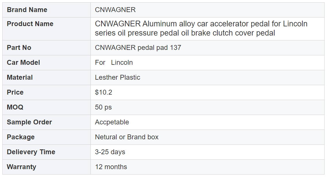 CNWAGNER Lincoln series hydraulic pedals