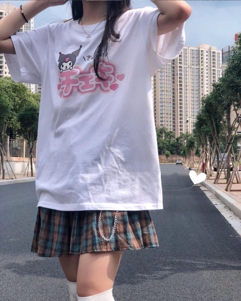 韩国原宿动漫图形青少年服装女士T恤