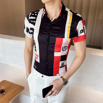 热卖拼布滑稽的男士少年休闲衬衫