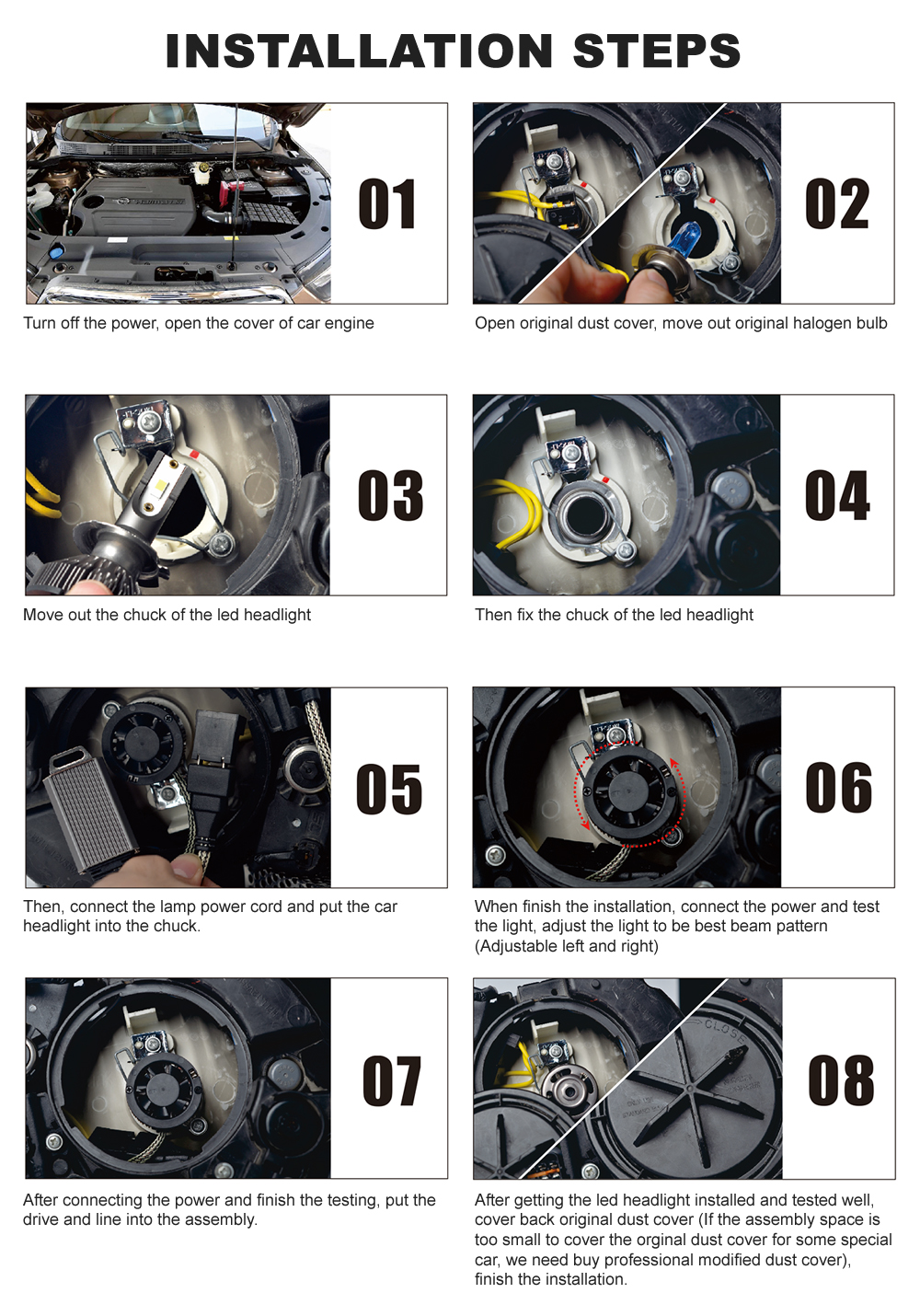90W Auto high low beam 6 side H7 bulb h4 led with sample led car headlights