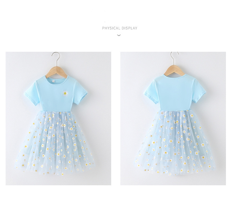 2021夏季花朵印花短袖派对少女裙